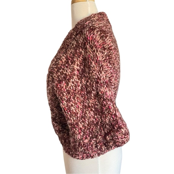 Tabitha Anthropologie Marled Wool Pink Chunky Knit Sweater Shrug Sz S - Picture 2 of 12